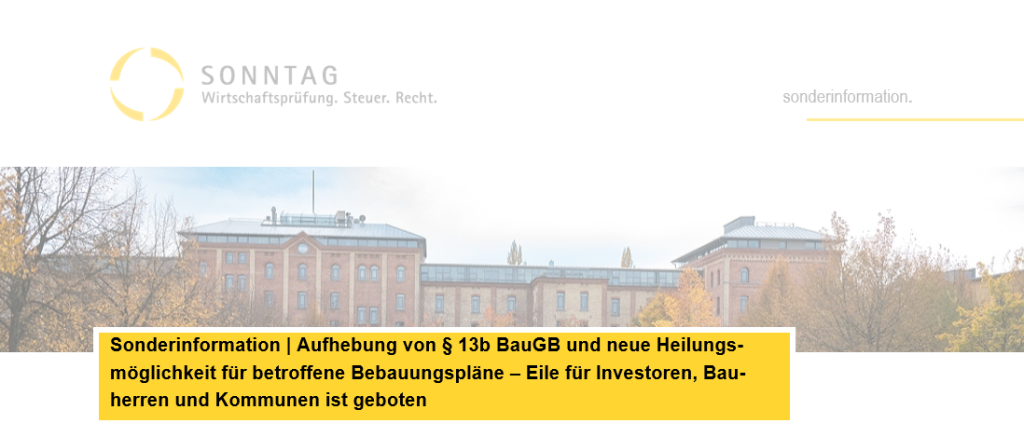 Aufhebung Von § 13b BauGB Und Neue Heilungsmöglichkeit Für Betroffene ...